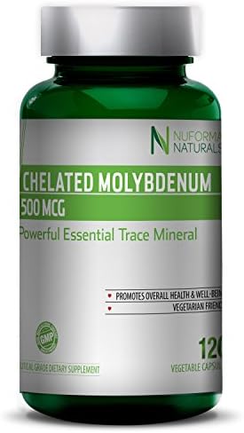 Chelated Molybdenum Glycinate 500 mcg Essential for Fat & Carb Metabolization and for Overall Sense of Wellbeing* - Powerful Essential Trace Mineral - 120 Vegetable Capsules by Nuforma Naturals
