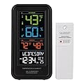 La Crosse Technology Advanced Indoor/Outdoor Temperature & Humidity Monitor with Custom Alerts and Gauge Range of 300 Feet - Calendar Display & Auto-Dim Backlight