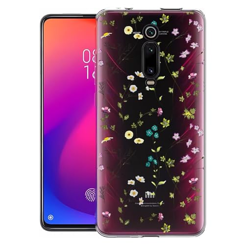 Pazpnoy Cover per Xiaomi Mi 9T/9T Pro,Trasparente Ultra Sottile TPU Custodia,Silicone Cover con Modello Floreale,Donna Ragazza Antiurto Protettiva Case-4