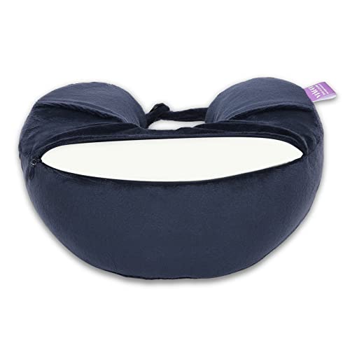 Image of Viaggi U Shape Super Soft Memory Foam Travel Neck Pillow for Neck Pain Relief Cervical Orthopedic Use Comfortable Neck Rest Pillow - Navy Blue