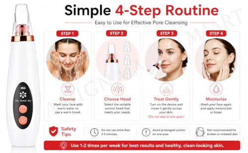 Image of AJIGNA MART 6-in-1 Blackhead Remover Vacuum, Rechargeable Deep Pore Cleaner with 6 Suction Heads, Facial Pore Cleaning Device for Blackheads, Acne, Whiteheads, Oil Control & Smooth Clear Skin