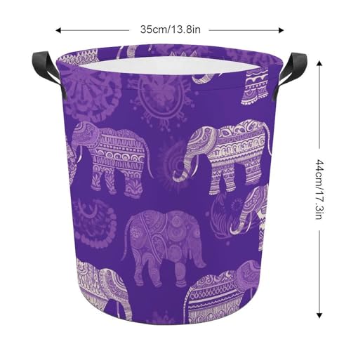 Panier à linge éléphant violet pliable en toile imperméable de grande capacité