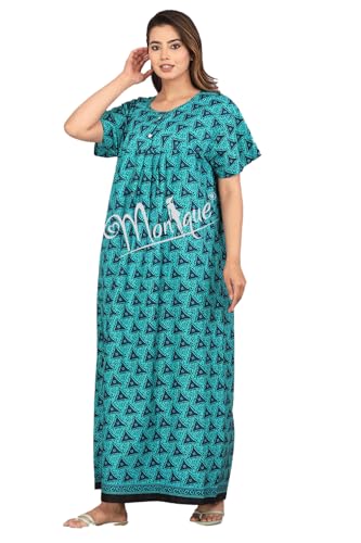 Image of Monique Brand 100% Pure Cotton Nighty for Woman | Floral Gown for Women Night Wear | Cotton Nighty for Women Stylish | Maxi for Women Cotton
