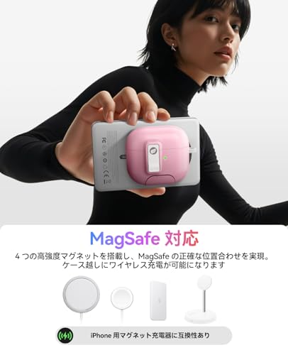 ORICO製 AirPods 第4世代 対応 ケース with スタンド、MagSafe充電 & マグネット式蓋、強力落下保護機能、青- CP34