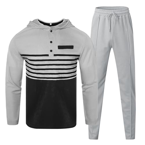 vejtmcc Traje de hombre con capucha impreso pantalones traje hombre ocio chándal animales ajuste 2 piezas ajuste 2 piezas moda cuello redondo cordón escuela Langar 2 piezas con estampado a prueba de