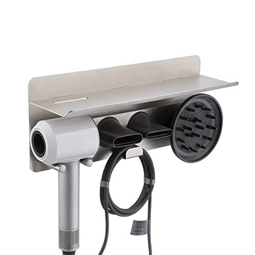 KES Hair Dryer Holder and Shelf Wall Mount Brushed Stainless Steel Bathroom Storage