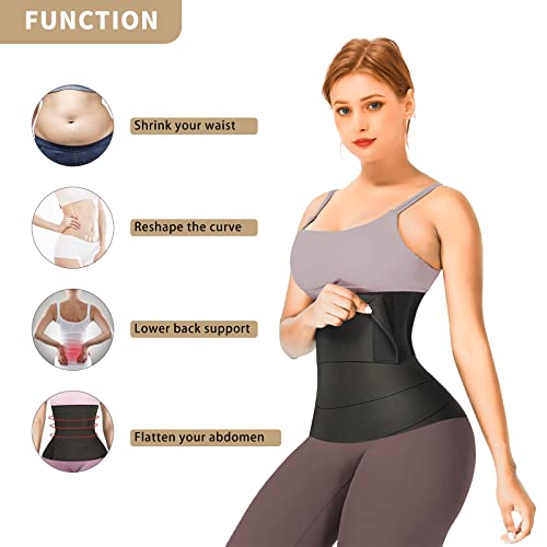 Airlaxer Waist Trainer For Women Lower Belly Fat,Snatch Me Up Bandage Wrap,Waist Wraps For Stomach,Belly Band For Women Plus Size Weight,Waste Trimmer For Women Under Clothes,Sweat Belt Black #TOP2