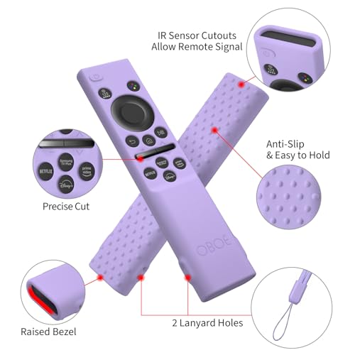Image of Oboe Silicone Tv Remote Cover Compatible with Samsung Smart Tv Remote BN59-01311 Samsung QLED TV Remote Open Key Protective Case with Loop (I-Lavender Purple) [Remote NOT Included]