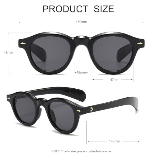 Image of JOVAKIT Trendy Round Sunglasses for Women Men 90s Retro Vintage Classic Fashion Round Frame Sun Glasses Black Shades