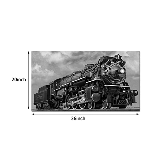 Steam Train Wall Art - Vintage Train Pictures Wall Art Paintings Black And White Car Canvas Wall Decorations Framed Large Panel Size 20"X36" #TOP5