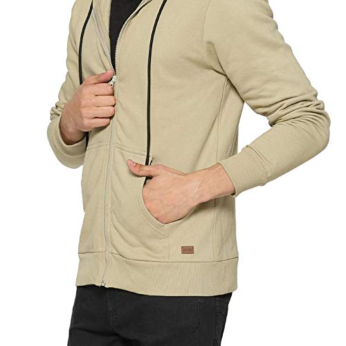 Image of CAHOOT Men's Zip-Front Hoodie with Contrast Drawstring for Casual Wear | Long Sleeve | Hooded Neck | Zipper Closure | Cotton Sweatshirt Crafted with Comfort Fit for Everyday Wear