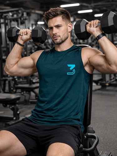 Image of 3Colours RGB Fitness Designer Gym Stringer Vest, Gym Vest, Racer Y Back, Sports Tank Tops, Sando for Men C Cut-3 Logo