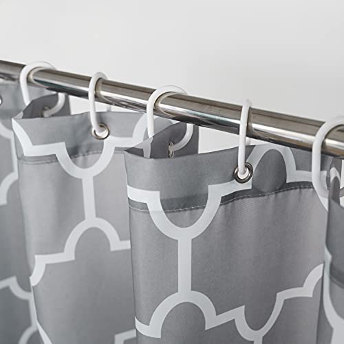 Xikaywnt Geometric Shower Curtain For Bathroom - Fabric Textured Moroccan Waterproof Bathroom Curtain With 12 Hooks, 70 X 72 Inch Grey #TOP1