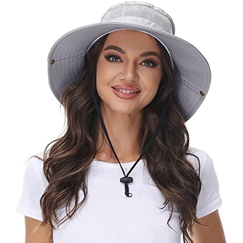 ANOTHER CHOICE Sun Hat Women Wide Brim Breathable Nylon Outdoor Hiking Hat Summer Fishing Hat with Adjustable Drawstring New-Light Grey Cover