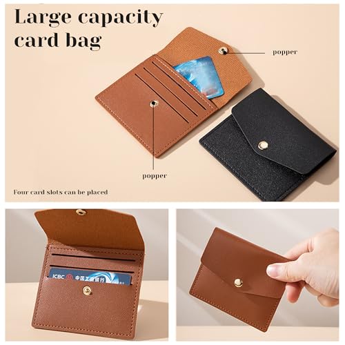 Personalized Credit Card Holder with Gold Initial Name, Customized 5-layers Card Protector Wallets for Men&Women, High-grade PU Leather Envelope Snap Wallet, Portable Front Pocket Wallet4