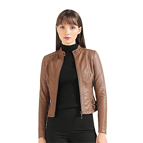 Veste en cuir synthétique haut de gamme avec rivets et velours fins