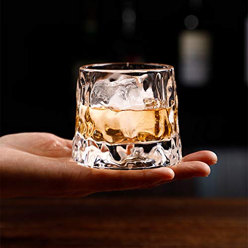 Rareci Crystal Whiskey Glasses 5 Oz Set Of 3, Rotatable Old Fashioned Glasses, Tumbler Rocks Bar Glass For Drinking Bourbon, Scotch, Cocktails, Cognac #TOP3