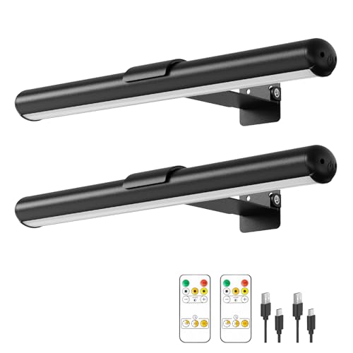 Swatia Picture Light, Wall Lights Wireless, Metal Body high Bright Picture Art Dart Board, Large Wall Art Lights, 300 lumens Adjustable Brightness (2 Pack Black)