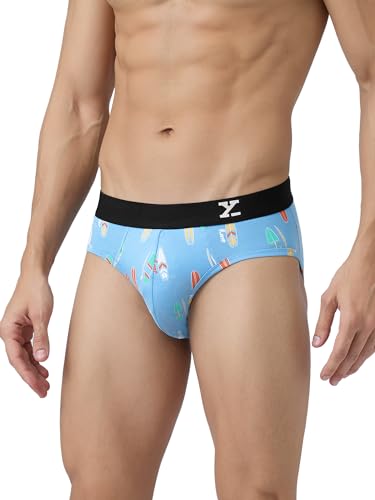Image of XYXX Men's Surf Super Combed Cotton Regular Fit Printed Antibacterial Briefs with No Marks Waistband