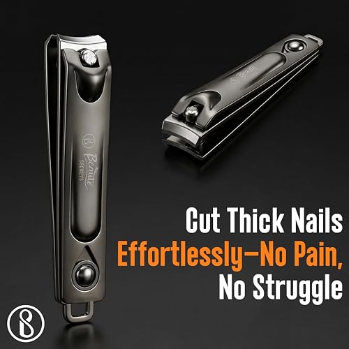 Image of Beaute Secrets Adult Nail Cutter with Inbuilt Nail Filer | Premium Stainless Steel Nail Clipper | Ultra Sharp Heavy Duty Nail Trimmer for Men & Women | Professional Grooming Tool