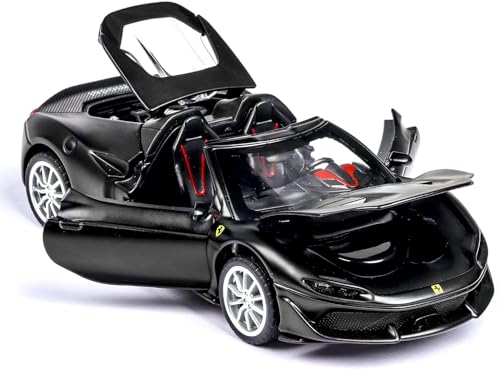 Image of 1:32 Ferrari J50 Alloy Metal Diecast Car Model Pullback Toy Car with Openable Doors & Light, Music for Gift,Party Decorations Toy (Color As Per Available) (Black)
