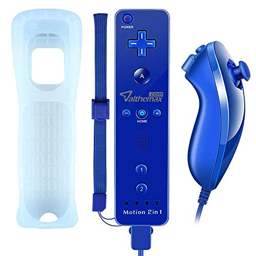 Althemax® Funda de silicona Nunchuk de Motion Plus incorporada Remote Plus para Wii Multi Color - Blanco / Negro / Azul / Azul oscuro / Rosa (Azul oscuro)