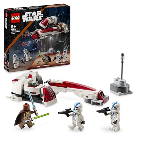 LEGO Star Wars: The Mandalorian Huida en Speeder BARC, Moto con Sidecar de Juguete de Construcción Inc. Kelleran Beq y Grogu (Baby Yoda), Regalo para Niños, Niñas y Fans de 8 Años o Más 75378