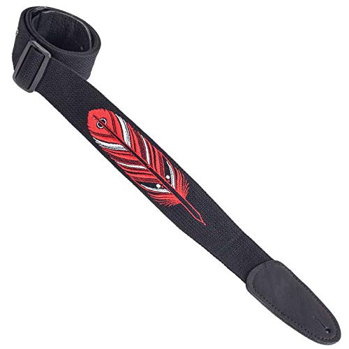 Henry Heller Guitar Strap (HDH-01), Black - Feather Design
