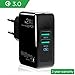 ONELY Quick Charge 3.0 USB Cargador Rápido Cargador, 30W Doble QC3.02.0 Smart Alimentador USB Adaptador de Alimentación y Carga Cargador para SamsungiPhoneiPad Huawei Google (Black)