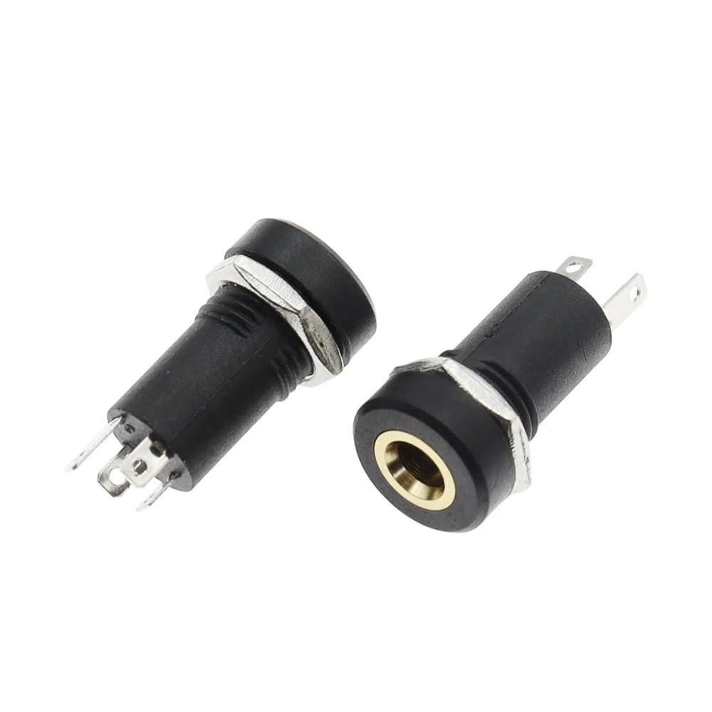 TSIOHKBS 100PCS 3.5mm Audio Socket 4 Pole Black Panel Gold Plated with Nuts Headphone Socket PJ-392A 3.5 mm Headphone Female