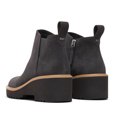 Image of TOMS Women's Maude Wedge Boot, Leather Upper, OrthoLite Insole, Side Zip, Lightweight