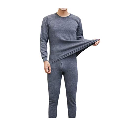 FORUU Men's Winter Thermal Underwear Suit Circular Collar Pure Color Warm Clothing Set Seamless Elastic Thermal Inner Wear Set Winter Base Layering Set Men's Ultra Soft Set Tight Keep Warm 2020 Winter