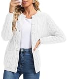 VIISHOW Winter Cable Knit Plus Size Cardigan for Women Plain Womens Sweaters Fall 2026 Casual Chunky Cardigans for Women,White,2X-Large