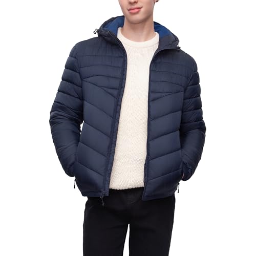 Rokka&Rolla Men's Lightweight Puffer Jacket Water-Resistant Hooded Winter Coat3