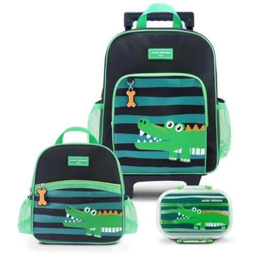 Kit Mochila Rodinha Pimpolhos + Lancheira Térmica + Pote (Verde)