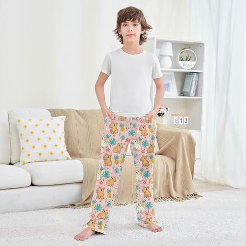 Boys' Pants Cartoon Cute Capybara Animal Long Bottoms Jogger Pants Elastic Waist Trousers with Pockets S-XL3