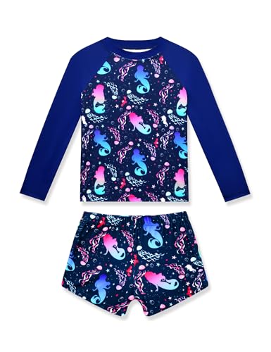 Image of Girls Rash Guard Swimsuit Two Piece Long Sleeve Bathing Suits