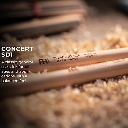 Meinl Stick & Brush Drumsticks, Concert SD1-Hard Maple with Round Shape Wood Tip-Made in Germany (SB113), Beige, Single Pair - Image 2