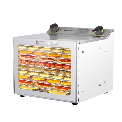 Food Dehydrator Machine 8 Stainless Steel Trays, 400W Adjustable Temperature