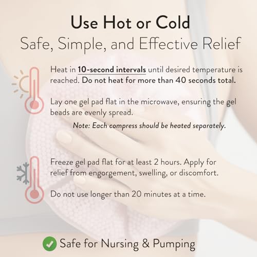 Image of Hot & Cold Breast Ice Packs, 2 Reusable Gel Breast Therapy Packs | Breastfeeding Essentials, Works with Most Pumps, Plush Fabric Side, Helps Relieve Engorgement and Encourage Flow