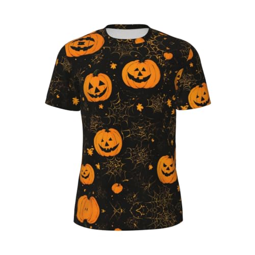 T-shirt maille citrouille Halloween homme haut manches courtes automne