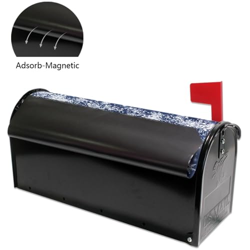 Image of Merry Christmas Tree Magnetic Mailbox Cover Large 21 X 25 in Winter Snowflake Snow Blue White Xmas Mail Box Covers Decals Wraps Post Box Outdoor Decorations
