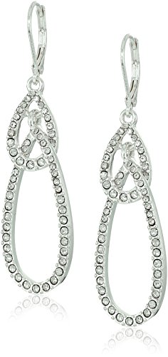 Anne Klein Silver-Tone/Crystal Intertwined Oval Drop Earrings