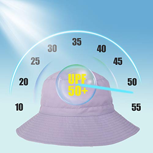 Baby Sun Hat Toddler Beach Swim Hats UPF 50+ Summer Bucket Hat Kids Infant Wide Brim Adjustable Sun Hat for Baby Boy Girls Light Purple — view 2