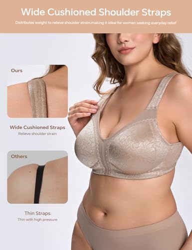 Image of Wingslove Women's Minimizer Bra Wireless Full Coverage Non-Padded Plus Size No Underwire Everyday Comfort
