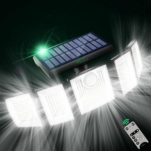 Image of MDCMDCM Solar Lights Outdoor Waterproof Motion Sensor - 416 LEDs 3000 Lumens Super Bright 3 Brightness 3 Modes 2400mAh 360 Illumination 32ft Solar Flood Security Light for Outside (Contemporary, 1)