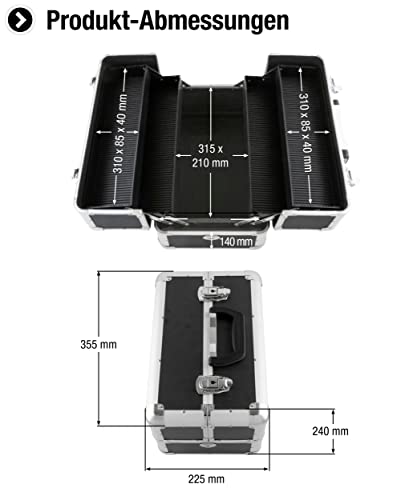 Meister Mehrzweckkoffer 355 x 240 x 225 mm - Viel Stauraum - Einteilbare Kleinteilfächer - Abschließbar - Inklusive 2 Schlüssel und Tragegurt, Kosmetikkoffer, Scherenkoffer, 9095040