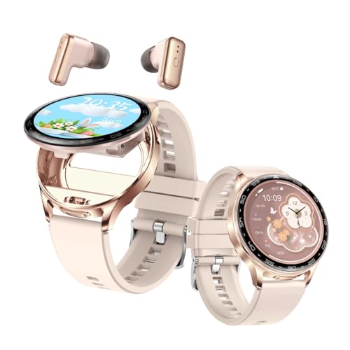 Rainbuvvy Watch Buds, Smartwatch e cuffie 2 in 1, cancellazione del rumore, display rotondo da 1,39 pollici, fitness tracker con frequenza cardiaca, monitor del sonno, per telefono iOS Android (Oro) Rainbuvvy Watch Buds, Smartwatch e cuffie 2 in 1, cancellazione del rumore, display rotondo da 1,39 pollici, fitness tracker con frequenza cardiaca, monitor del sonno, per telefono iOS Android (Oro)
