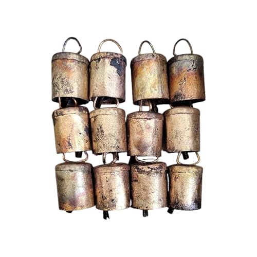 Mango Gifts Rustic Iron Cow Bell Set – Vintage Metal Gold Jingle Bells Ornaments with...