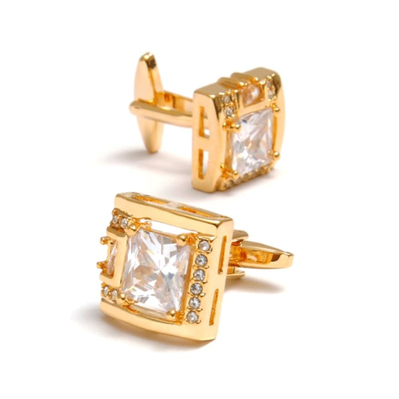 Gemelli da Camicia Quadrati retrò in Rame, Semplici Gemelli Francesi con Strass per Matrimoni, Feste E Anniversari(Pesca A Frutto Bianco 5-1,7 Cm)